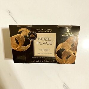 Koze Place Cozy Woods & Amber Candle 2-Pack (3.4 oz Each)